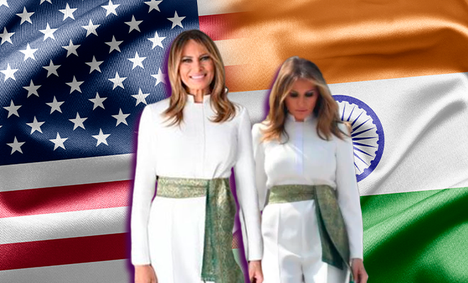 Melania Trump’s White Suit For The State Visit Comes With One Desi Detail. Michelle Obama Did It Better