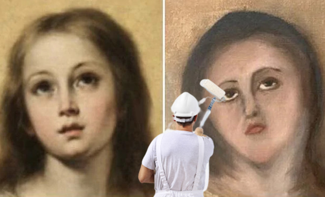 This Painting Restoration Went Terribly Wrong And Has Inspired Memes On Twitter. Come On, It Had To Be Done.