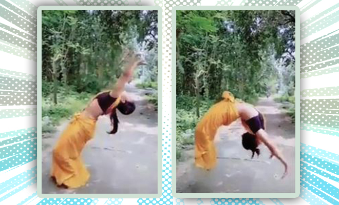 Meet Mili Sarkar, The Woman Whose Backflip In A Saree Is Breaking The Internet. She’s A Powerhouse Of Talent