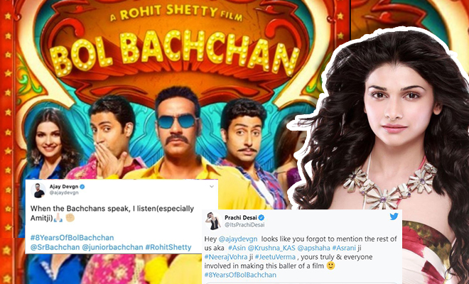 Prachi Desai Reminded Ajay Devgn To Tag The Rest Of Cast After He Only Tagged The Bachchans In His Movie Celebration Post. Why Ignore The Lead Actress?