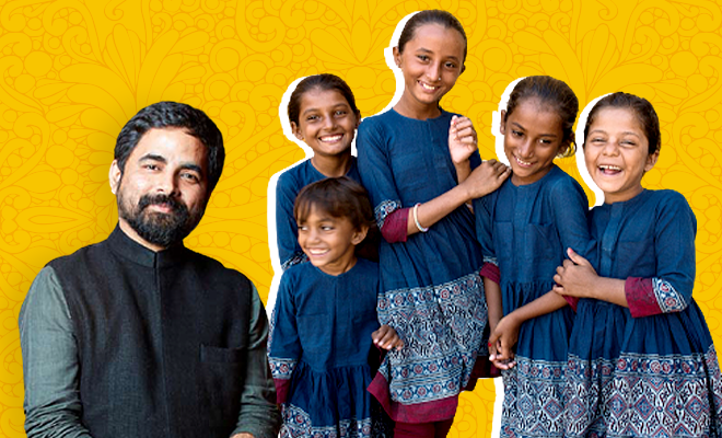 Sabyasachi Designs Ajrakh Uniforms For Rajkumari Ratnavati Girls School in Jaisalmer For A Very Special Social Project. We Love Fashion With A Purpose!