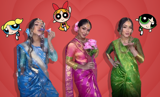 This Instagrammer Dressed Up As The Powepuff Girls In A Saree. Her Fashion-y Take On The 90’s Cult Cartoon Is Winning The Internet