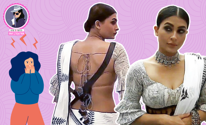 Hauterfly Investigates: Pavitra Punia Played It Risky With An Ill-fitting Backless Blouse. Those Tie-Strings Stand Between Her And A Wardrobe Malfunction