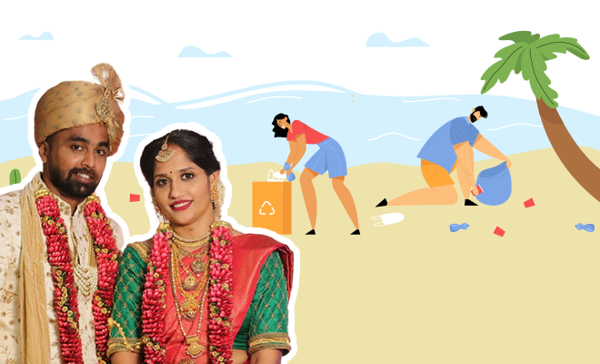 This Couple From Karnataka Opted To Clean Up The Beach Instead Of Going On A Honeymoon. We Love Everything About This