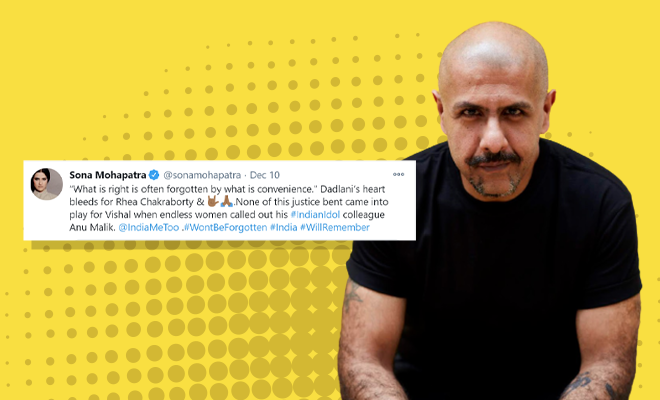 Singer Sona Mohapatra Calls Out Vishal Dadlani For Selective Activism. Stood Up For Rhea But Said Nothing Against #MeToo Accused Anu Malik