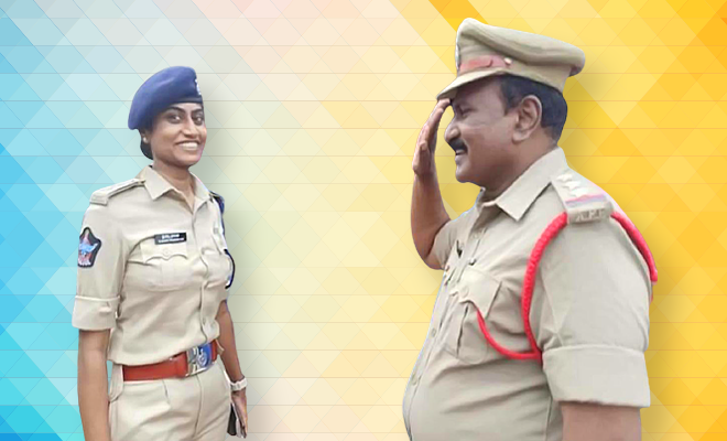 Picture Of Andhra Pradesh Inspector Saluting His DSP Daughter Goes Viral. Ends Up Winning Hearts On The Internet.