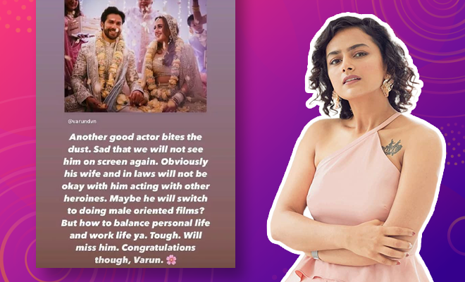 Actress Shraddha Srinath Takes A Jibe At Patriarchy In A Congratulatory Wish To Varun Dhawan And Natasha Dalal On Their Wedding
