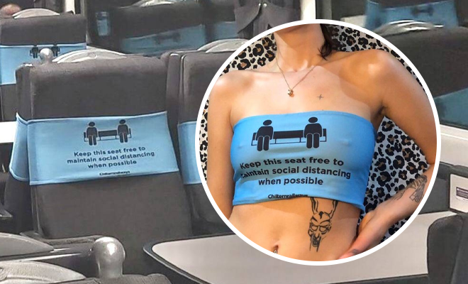 This Woman Created Crop Tops Out Of Stolen Train Seat Covers. We Are All For Pandemic-themed Fashion But This Is Too Much