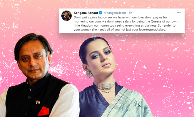 Kangana Ranaut Is Arguing With Shashi Tharoor About Paying Salaries To Housewives. It’s Resulted In Memes!