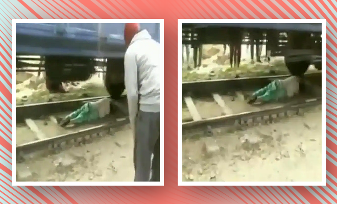 This Woman Lay On The Train Track After She Crawled Under It. It Was A Close Call