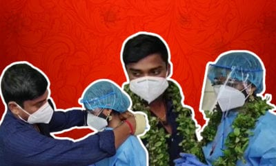 FI-Kerala-Woman-Dons-PPE-Kit,-Ties-Knot-at-Hospital-as-Bridegroom-Tests-Covid-positive