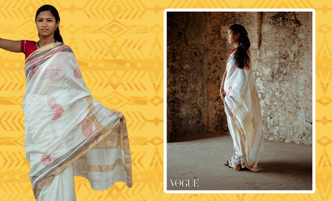 Tribal Woman’s Handloom Saree Gets Global Recognition After Vogue Italia Features The Design