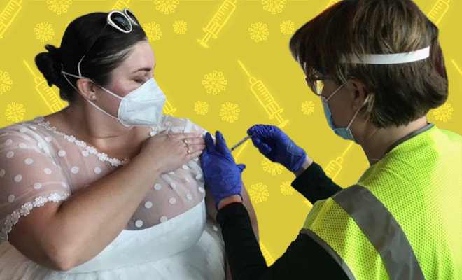 Woman Wears Her Wedding Gown To Get The Corona Vaccine Because She Wasn’t Able To Have The Wedding She Wanted