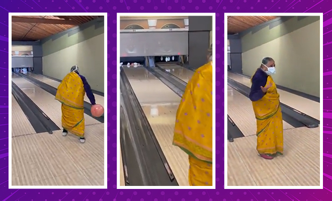A Video Of This Grandmother Casually Bowling A Perfect Strike In A Saree Has Gone Viral