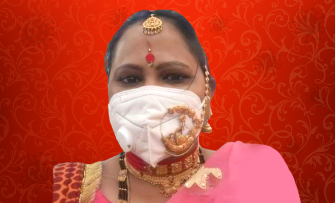 This Woman Wore A Gold Nath Over Her Mask At A Wedding And Indians Are Calling It Jewellery Jugaad