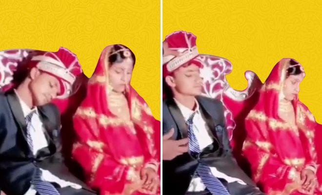 This Groom Fell Asleep On The Wedding Stage While Sitting Next To His Bride. Uh Oh!
