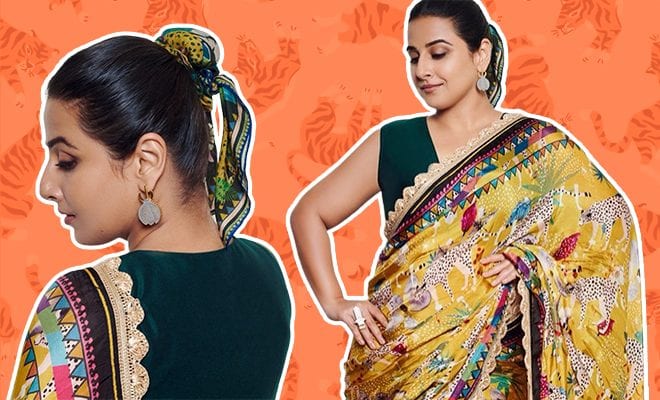Vidya-Balan-feels-'knotty'-in-₹13k-Sherni-like-saree,-scarf-inspired-by-nature