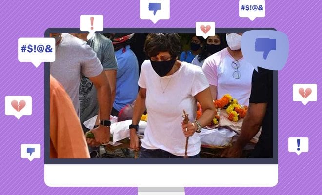 Mandira Bedi Is Being Brutally Trolled For Performing Her Husband’s Last Rites And Not Wearing A Traditional Outfit At His Funeral