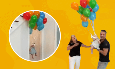 Video Woman's-reaction-on-seeing-'flying-baby'-with-balloons-will-amuse-you