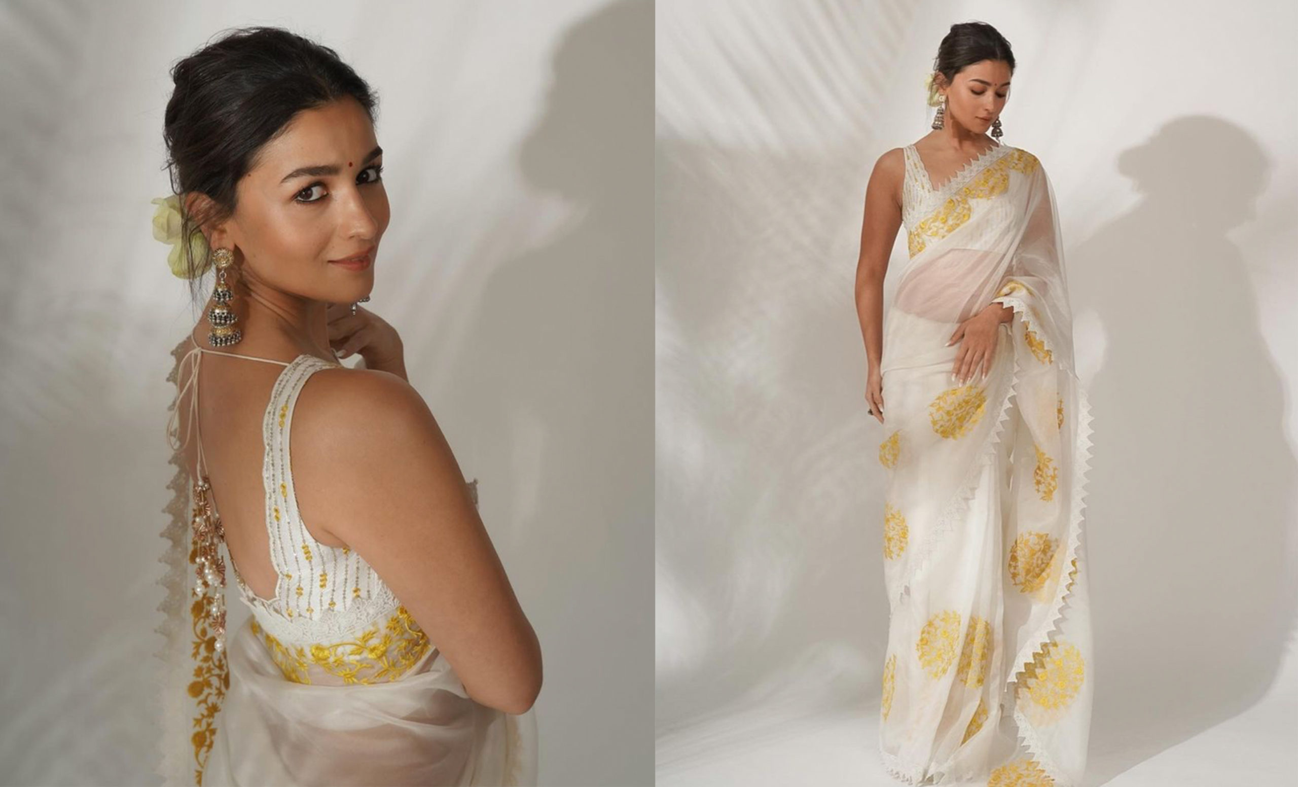 Alia Bhatt Shines Like A Chaand In A White Devnaagri Saree For ‘Gangubai Kathiawadi’ Promotions