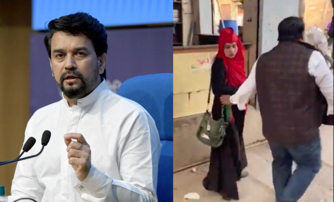 Karnataka Hijab Row: Anurag Thakur Shares A Shocking Video Of A Political Leader Misbehaving With A Girl In Hijab