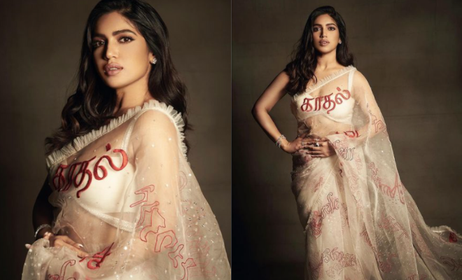 Bhumi Pednekar Sets Valentine’s Day Outfit Goals With Her Sheer Saree. We ‘Love’ This Look From ‘Badhaai Do’ Promotions!