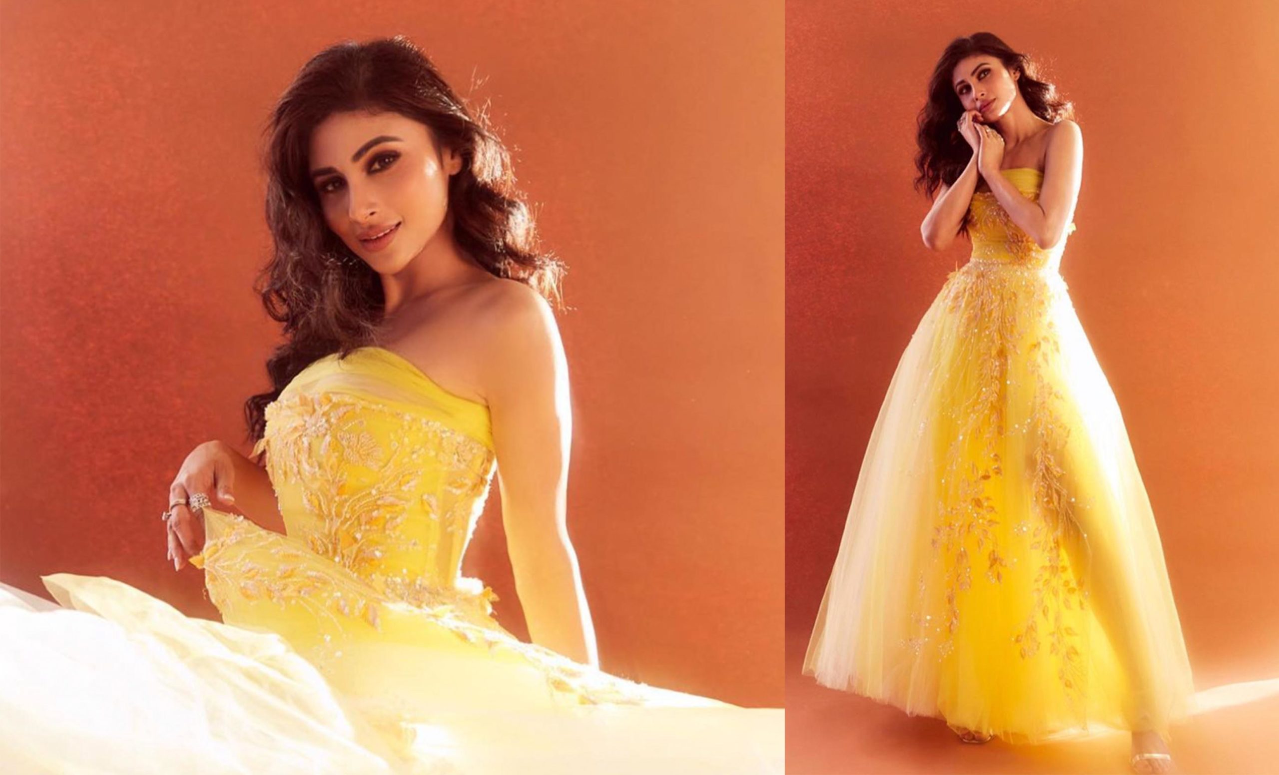 Mouni Roy Twirls Like A Dream In This Strapless Yellow Gown For ZeeTV’s DID Lil Masters