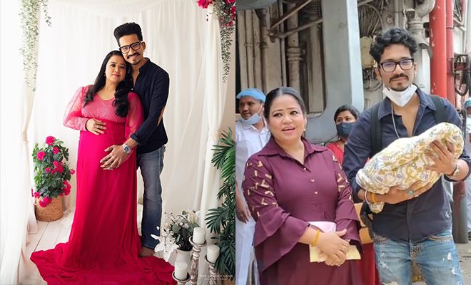 Bharti Singh And Haarsh Limbachiyaa Pose With Their Baby Boy For The First Time Outside Hospital