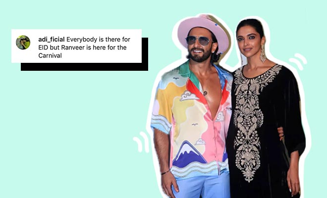 Ranveer Singh’s Multicoloured Shirt And Hat For Arpita Khan’s Eid Party  Has The Internet Saying “Deepika Is Going For Eid And Ranveer Is Heading To Maldives”