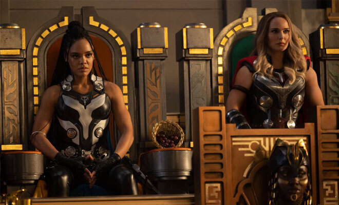 Asgard’s New King Valkyrie And Jane Foster AKA Mighty Thor Come Face-To-Face In New Image From ‘Thor: Love And Thunder’