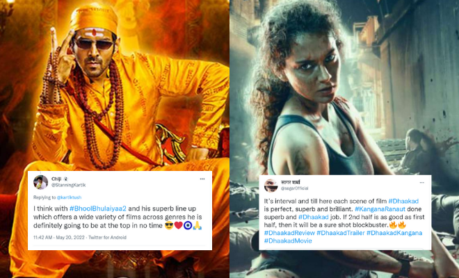 ‘Bhool Bhulaiyya 2’, ‘Dhaakad’ Twitter Review: Fans Praise Kartik Aaryan’s Comedy, Kangana Ranaut’s Action