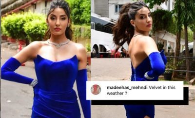 nora-fatehi-velvet-dress-opera-gloves-trolled-by-internet-summer-fashion-instagram-pictures