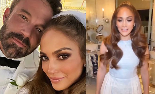 Jennifer Lopez And Ben Affleck Stole A Dress And Suit From Their Own Closets To Say “I Do”