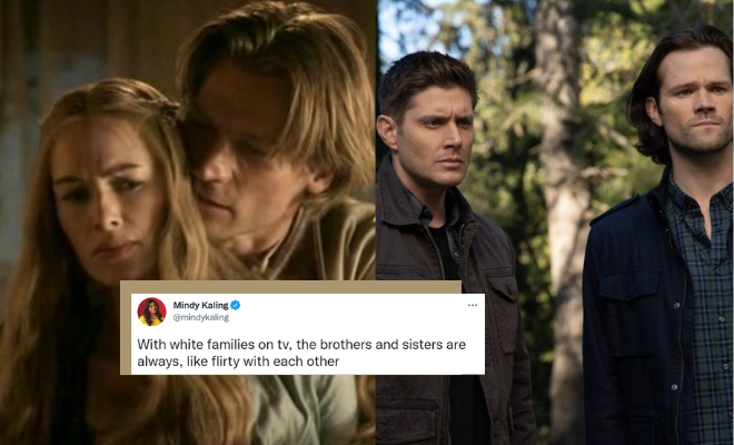 Mindy Kaling Tweeting About White Fictional Siblings Giving Off A Sexual Vibe Has The Internet Proving Her Point With These Examples! Mindy Kaling Tweeting About White Fictional Siblings Giving Off A Sexual Vibe Has The Internet Proving Her Point With These Examples!