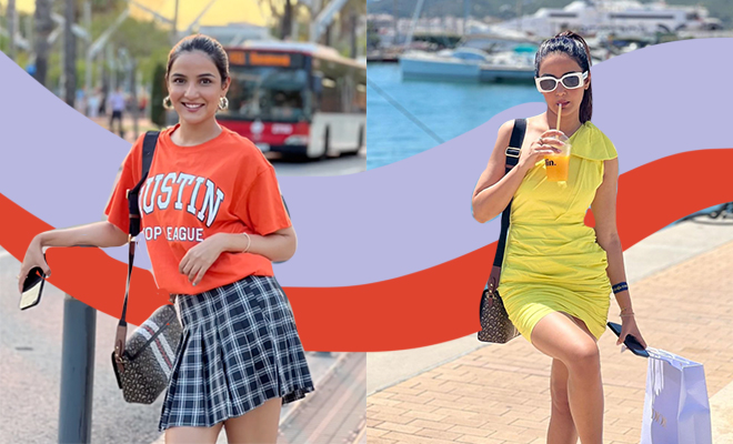 Jasmin Bhasin’s Spanish Holiday Closet Is Filled With Skater Skirts And Bright Hues