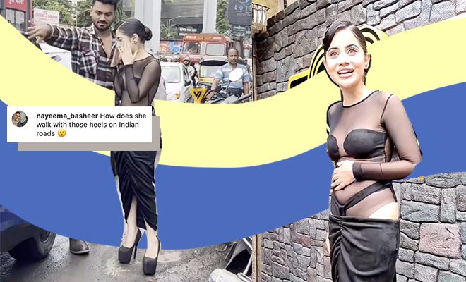 Uorfi Javed Chooses A Risqué Dress For Mumbai Monsoons. The Heels Are Making Us Anxious