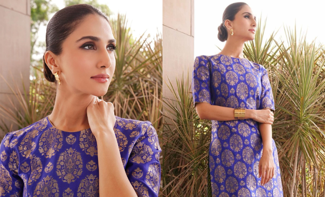 Vaani Kapoor Looks Regal In Blue Brocade Sharara Set For ‘Shamshera’ Promotion. We Heart It!