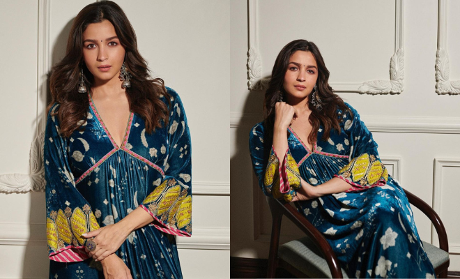 Alia Bhatt Looks Like A Darling In A Teal Velvet Kurta! We Can’t Take Our Eyes Off!