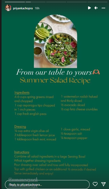 Priyanka Chopra Just Shared A Healthy Salad Recipe Straight From Her Restaurant, Sona NYC’s Kitchen!