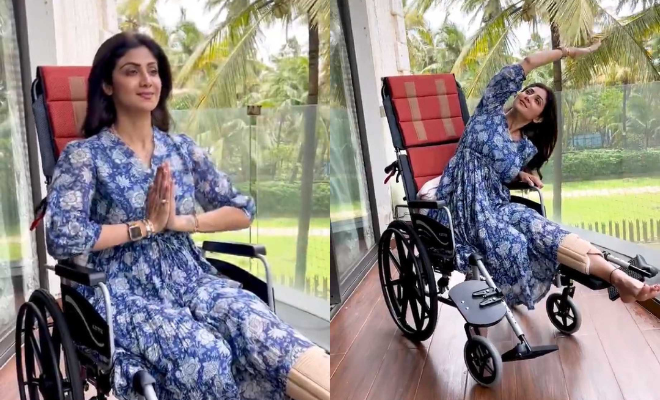 Shilpa Shetty Didn’t Let Her Fractured Leg Stop Her From Doing Basic Yoga Asanas. We Love Her Spirit!