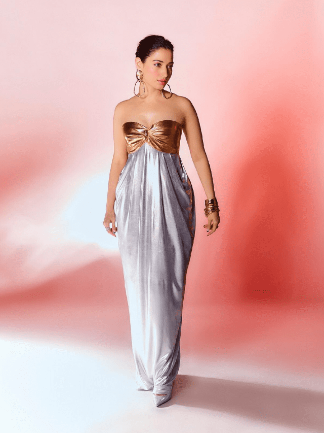 Tamannaah Bhatia Enjoys The Best Of Both Worlds In Gold And Silver Gown