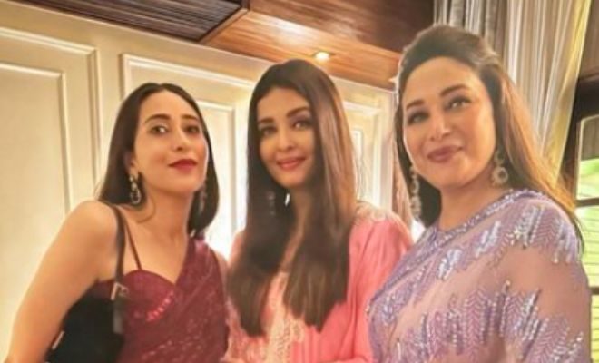 Karisma Kapoor, Aishwarya Rai Bachchan, And Madhuri Dixit Strike A Pose At Diwali Bash. Icons Only!