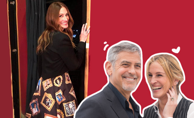 Julia Roberts Collaborated With Moschino To Put George Clooney’s Gorgeous Face On Her Dress. Yeh Dosti!