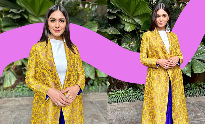 Learn Winter Layering From Mrunal Thakur In This Brocade Set