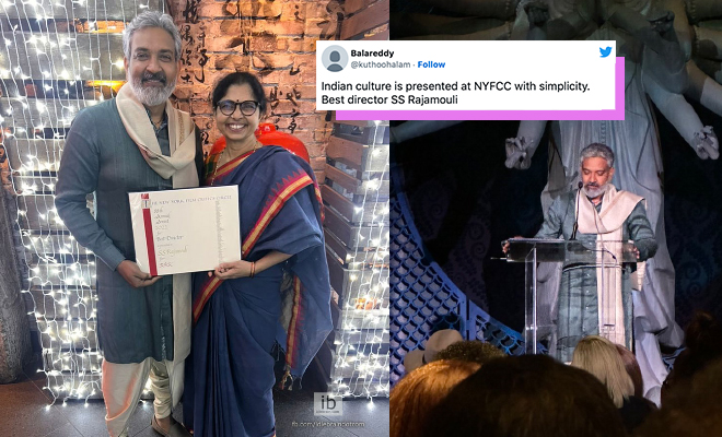 SS Rajamouli Accepts Best Director For ‘RRR’ At NYFCC In A Kurta