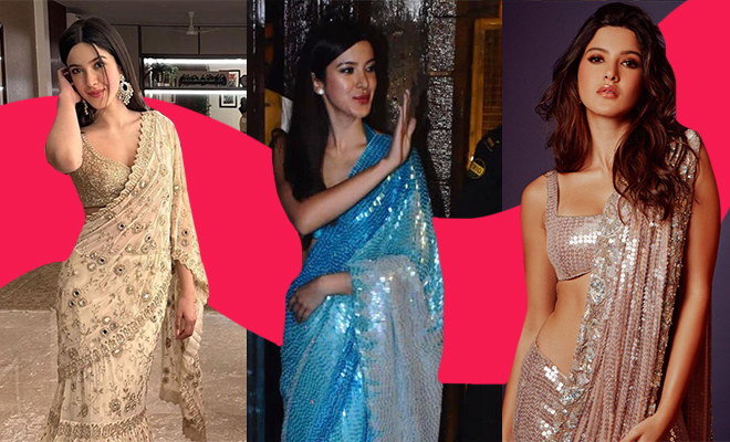 From Sequins To Ruffles, Shanaya Kapoor’s New-Age Saree Collection