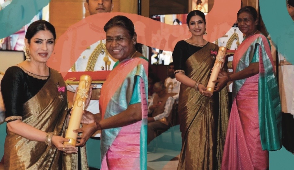 Raveena Tandon Picked A Royal Silk Saree To Receive The Padma Shri Award