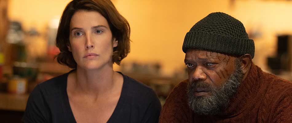L-R): Cobie Smulders as Maria Hill and Samuel L. Jackson as Nick Fury in Marvel Studios' SECRET INVASION, exclusively on Disney+. Photo by Des Willie. © 2023 MARVEL.