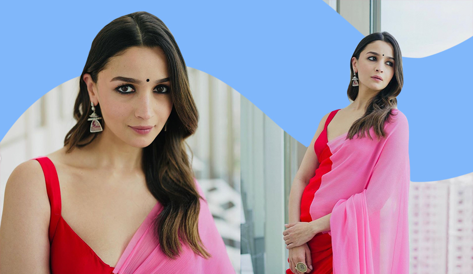 Alia Bhatt In A Barbie Pink Saree For Rocky Aur Rani Kii Prem Kahaani Promotions Looks Khoob Bhalo
