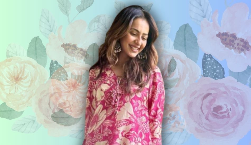 Rakul-Preet-Singh-flaunts-monsoon-floral-fashion-pink-suit-set-Chhatriwali